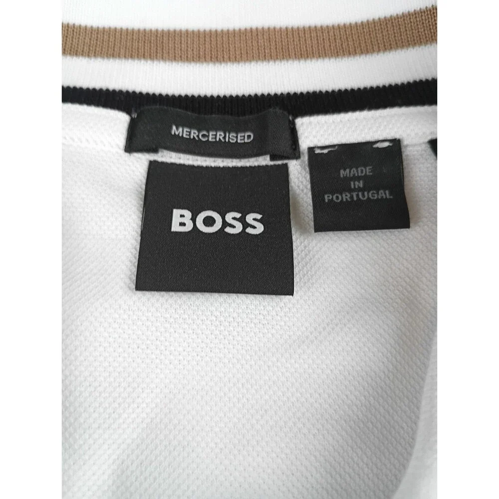 Hugo Boss Black Label Men's White Parlay 211 Tipped Short Sleeve Polo Shirt Sz L - Picture 4 of 16